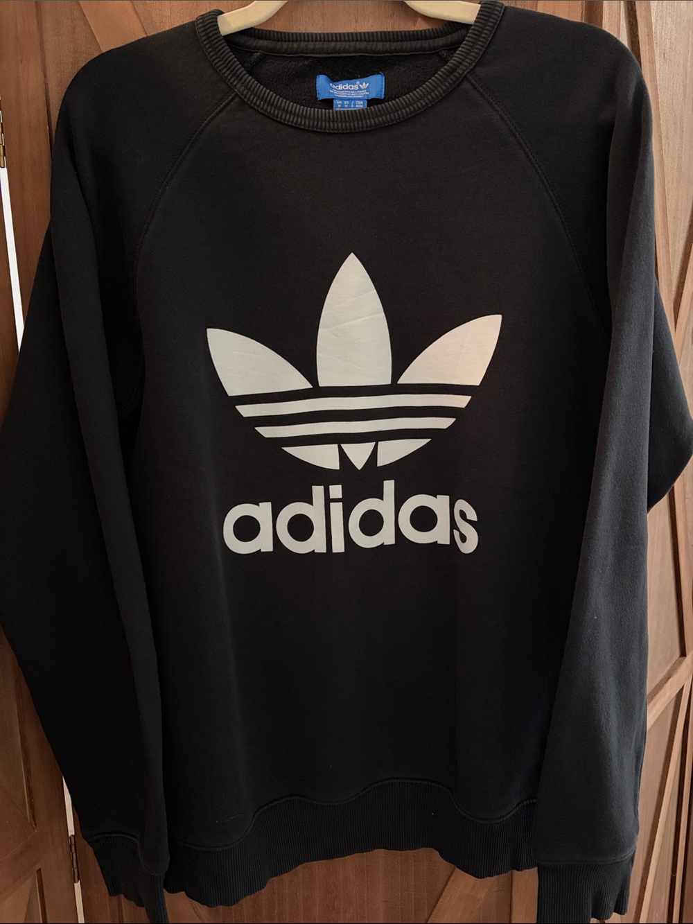 ADIDAS Originals Trefoil Crewneck Sweatshirt Black White Logo SIZE M